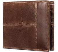 Générique Portefeuille pour Homme,en Cuir VéritableAvec Protection RFID,Porte-Monnaie,Poche Intérieure Zippée,15 Emplacements pour Cartes,Fenêtre pour Carte d'identité (Brun)