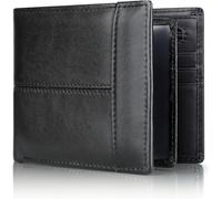 Générique Portefeuille pour Homme,en Cuir VéritableAvec Protection RFID,Porte-Monnaie,Poche Intérieure Zippée,15 Emplacements pour Cartes,Fenêtre pour Carte d'identité (Noir)