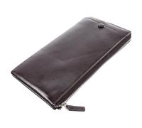 Générique Portefeuille pour Homme Long à Fermeture Éclair, Paquet Main | PU Lisse, Structure Multi Compartiments, Poches Internes et Externes, pour Cartes, Affaires et Argenté
