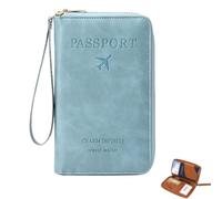 Générique Portefeuille RFID Multifonction, étui de Rangement antivol pour Passeport, étui de Protection antivol pour Portefeuille de Voyage (Sky Blue)