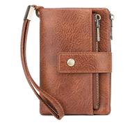 Générique Portefeuille vertical coréen fonctionnel à double compartiment pour homme, couleur unie, en PU. (Brown, One Size)