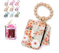 Générique Portefeuilles à dragonne bohème pour Femme, Portefeuille bohème à Perles et Motif Floral, Porte-Cartes de crédit avec Porte-clés décoré d'un Pompon (Style H)