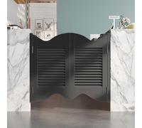Générique Portes de Café, Porte Battante Double Saloon, W80-170cm Porte de Bar en Bois Massif avec Charnières pour Entrée Cuisine Salon Bureau(Noir,H90cm x W81cm)