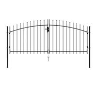 Générique Portillon Double Porte avec Dessus à Pointe Acier 3x1,25 m Noir-146027