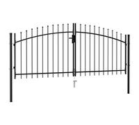 Générique Portillon Double Porte avec Dessus à Pointe Acier 3x1,25 m Noir,Quincaillerie,Clôtures & rières,Portillons,Noir,21.92kg,146027