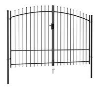 Générique Portillon Double Porte avec Dessus à Pointe Acier 3x2 m Noir,Clôtures & barrières,Portillons-145738