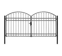 Générique Portillon Double Porte avec Dessus arqué Acier 300x125 cm Noir-143089