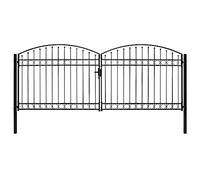 Générique Portillon Double Porte avec Dessus arqué Acier 400x175 cm Noir,Clôtures & barrières,Portillons-143095
