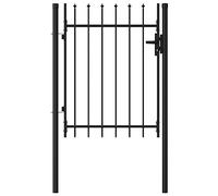 Générique Portillon Simple Porte avec Dessus à Pointe Acier 1x1,2 m Noir,Clôtures & barrières,Portillons-146033