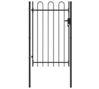 Générique Portillon Simple Porte avec Dessus arqué Acier 1x1,5 m Noir,Clôtures & barrières,Portillons-146031