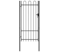 Générique Portillon Simple Porte avec Dessus arqué Acier 1x2 m Noir,Clôtures & barrières,Portillons-145744