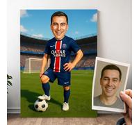 Générique Portrait Football personnalisé Paris - Cadeau de foot Garçon personnalisable avec Photo, Caricature Homme Drôle et Original, Affiche ou Toile