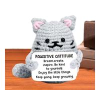 Générique Positive Animals - Handmade Crochet Doll, Hand-Woven Motivational Cat | Positive Emotion Crochet Cat for Shelf, Bedside, Table, Living Room, Gift for Friends, Women, Colleagues, Students