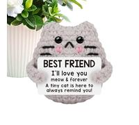 Générique Positive Cat Crochet - Handmade Inspirational Cat Doll, Cute Knitted Plush with Encouraging Message Card, Gift Toy for Desk Shelf Home Decor and Home Display