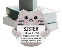 Générique Positive Cat Crochet - Handmade Inspirational Cat Doll, Cute Knitted Plush with Encouraging Message Card, Gift Toy for Desk Shelf Home Decor and Home Display