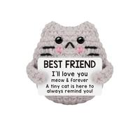 Générique Positive Cat Crochet, Handmade Knitted Cat with Message, Funny Little Reminders, Easter Basket Stuffers, Cheerful Gift for Kids, Teens, Adults