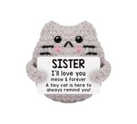 Générique Positive Cat Crochet, Handmade Knitted Cat with Message, Funny Little Reminders, Easter Basket Stuffers, Cheerful Gift for Kids, Teens, Adults