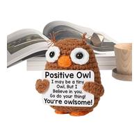 Générique Positive Crochet Animals, Crochet Owl Doll, 2.76x2.36 inches Handmade Encouragement Plush, Small Portable Size, Uplifting Emotional Gift, Support Toy for Desks Shelves Bedside Tables