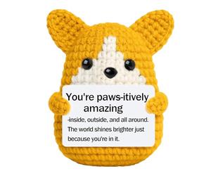 Générique Positive Crochet Animals - Funny Cute Puppy Doll, Crochet Stuffed Animal with Spreading Joy, Home Decor, Handmade Gift, Collectible Toy for Mom Dad Pet Lover Women Daughter Son Friends