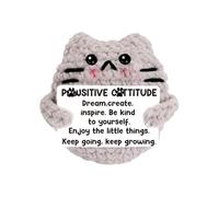Générique Positive Crochet Cat, Crochet Cat Dolls, Positive Cat Doll, Handmade Crochet Cat, Cute Crochet Keyring, Crochet Kitten Doll, Cat Pendant Plush, Handmade Positive Crochet Cat Doll With Card