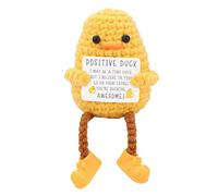 Générique Positive Crochet Duck, Cute Doll Cheer Up, Comfort Knitted Plush Toy with Inspirational Card, Funny Crochet Gift for Friends, 5.12x2.76x1.97 inches, Yellow
