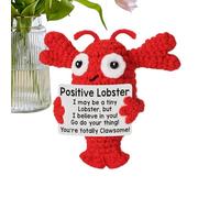 Générique Positive Handmade Crochet Lobster, Cute Animal Plush with Affirmation Card, Uplifting Encouragement, 1 Piece, for Teacher, Mom, Friends, Teens, Desk, Travel More
