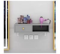 Générique Poste De Coiffure Mural, équipement De Rangement pour Salon De Coiffure, Panneau De Particules De Bois Massif, Conception De Support De Sèche-Cheveux (Grey 60x30x16cm)