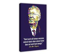 Générique Poster Alex Ferguson Football avec citation de motivation sur toile avec cadre 30 x 45 cm