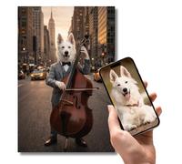 Générique Poster Animal Personnalisé Style Musicien Élégant - Portrait Chien ou Chat Violoncelliste - Affiche Musique Classique - Décoration Murale Artistique - 4 Formats