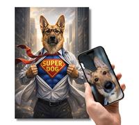 Générique Poster Animal Personnalisé Super Héros - Version Mâle ou Femelle - Portrait Chien ou Chat Personnalisé - Affiche Animal Personnalisée - Décoration Murale Unique - 4 Formats