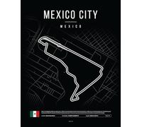 Générique Poster Circuit de Formule 1 - Affiche Motorsport Minimaliste Noir ou Blanc - Plan du Circuit F1 - Décoration Murale Auto & Racing - Formats A4 A3 A2 (Mexico city, Noir, A2)