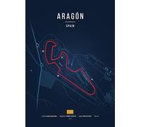Générique Poster Circuits MotoGP - Affiche Tracés Moto Racing - Bleu ou Blanc - Formats A4 A3 A2 - Décoration Murale Moto (Aragon, Bleu, A3)