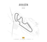 Générique Poster Circuits MotoGP - Affiche Tracés MotoGP Racing - Bleu ou Blanc - Formats A4 A3 A2 - Décoration Murale Moto (Aragon, Blanc, A2)