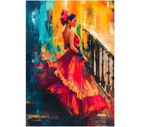 Générique Poster coloré d'une danseuse flamenco. Affiche flamenco Espagne, europe. Décoration murale latine, maximaliste grand format, sans cadre (21x30)