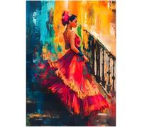 Générique Poster coloré d'une danseuse flamenco. Affiche flamenco Espagne, europe. Décoration murale latine, maximaliste grand format, sans cadre (50x70)