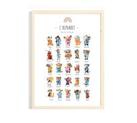 Générique Poster Éducatif Alphabet Animaux pour Enfants - Poster (DIN A4) | 26 Lettres avec Animaux| Apprentissage Ludique Lecture et Coloré | - Décoration Chambre Enfants - Idéal 2-7 ans