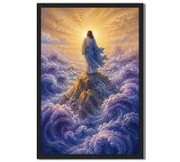Générique Poster Encadré Jésus Debout Sur Une Montagne Au-dessus Des Nuages - Impression Toile - Peinture Contemporaine Superbe D'art Élégante Décoration Murale for Salon, Chambre À Coucher