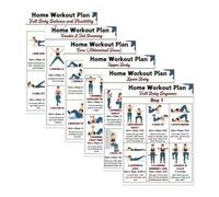 Générique Poster Entraînement Haltères 25.4x20.3cm Set Poster - Guide Exercices Yoga Challenge Feuille Fitness Maison Gym Tableau Mural Musculation Routine Visuelle Posters 6PCS
