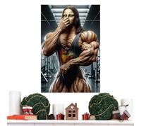 Générique Poster Mona Lisa - Mona Lisa Musclée Fit Pinçant Le Nez Œuvre D'Art Drôle | Art Mur Salle De Bain Retro Humoristique Poster Toilette & Déco Maison Pour Salon Chambre Dortoir Appartement