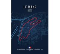 Générique Poster MotoGP Circuit du Mans - Affiche Décorative Sport Mécanique - Design Blueprint Rouge - Disponible en A4, A3 et A2 - Cadeau Fan Moto/Course (A4 (21x29,7))