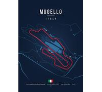 Générique Poster MotoGP Circuit du Mugello - Affiche Décorative Sport Mécanique - Design Blueprint Rouge - Disponible en A4, A3 et A2 - Cadeau Fan Moto/Course Italie (A4 (21x29,7))
