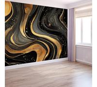Générique Poster Mural 3D Abstrait 350 X 256 Cm Marbre Motifs Tourbillonnants Lignes Papier Peint Panoramique Noirtapisserie Photo Peinture Murale Pour Salon - Moderne Décoration Poster Tableaux