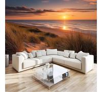 Générique Poster Mural 3D Hd 300 X 210 Cm Océan Plage Prairie Papier Peint Panoramique Couleur Orangetapisserie Photo Peinture Murale Pour Salon Chambre À Coucher - Moderne Décoration Poster Tableaux