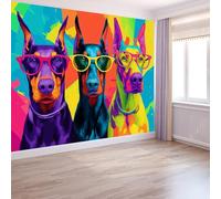 Générique Poster Mural 3D Résumé Animal 200 X 140 Cm Lumières Néon Rendu Chien Papier Peint Panoramique Multicoloretapisserie Photo Peinture Murale Pour Salon - Moderne Décoration Poster Tableaux