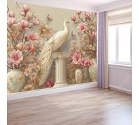 Générique Poster Mural 3D Rétro 300 X 210 Cm Animaux Fleurs Paon Papier Peint Panoramique Multicoloretapisserie Photo Peinture Murale Pour Salon Chambre À Coucher - Moderne Décoration Poster Tableaux