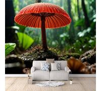 Générique Poster mural chambre Champignons naturels, Papier peint Forêt enchantée 450x315cm Fond mural complet fresque murale moderne art murale 3D salon chambre enfant décoration facile à poser
