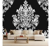 Générique Poster Mural Chambre Fleurie, Papier Peint Panoramique Fleurs À Vrilles Argentées De Style Baroque Européen, Fond Mural Complet Fresque Murale Art Murals 3D SalonDécoration