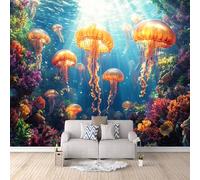 Générique Poster Mural Chambre Méduse, Poster Mural Chambre Paysage Marin Sous-Marin Au Soleilinspiration Design Français Décoration Papier Peint Moderne Idéal Pour Locations Pose Facile 300X256cm