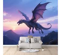 Générique Poster Mural Chambre Psychédélique, Wall Mural Dragon Majestueuxambiance Confortable Créer Un Mur D’Accent Idéal Pour Locations Alignement Parfait Sans Traces Ni Bulles 200X140cm