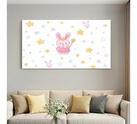 Générique Poster Mural Grand Format Toile Princesse Lapin 140 x 70 cm Blanc | Tableau Décoratif Grande Taille Sans Châssis, Décor Poétique et Tendre pour Chambre Fille, Encre Inodore Sans Fade Durable